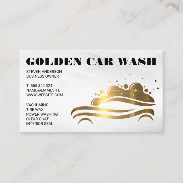 Carte De Visite Logo Gold Metallic Car Wash (Devant)