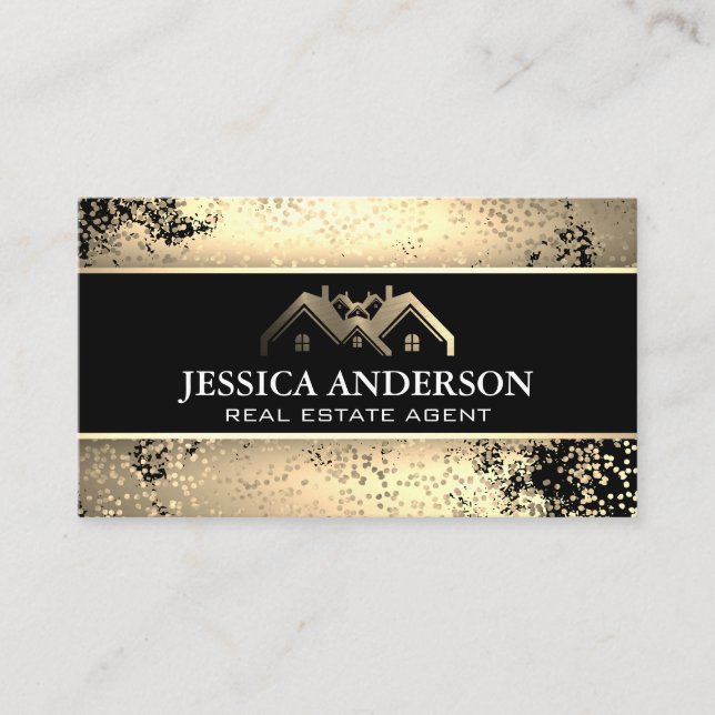 Carte De Visite Logo Gold Metallic, propriété | Spectres à pinces  (Devant)