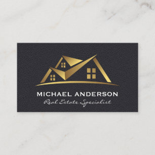 Carte De Visite Logo Gold Real Estate Cuir