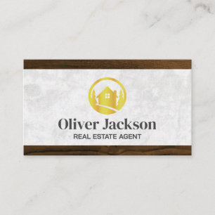 Carte De Visite Logo Gold Real Estate   Découpe en bois