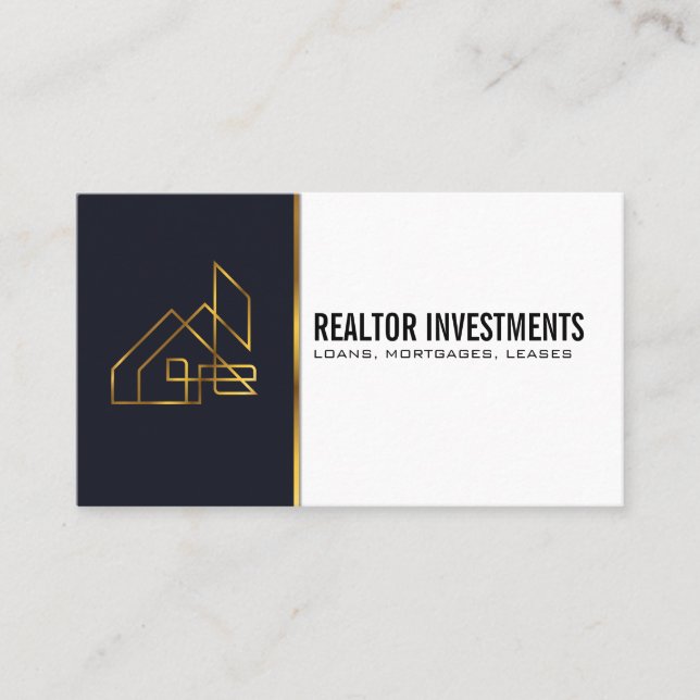 Carte De Visite Logo Gold Real Estate Property (Devant)