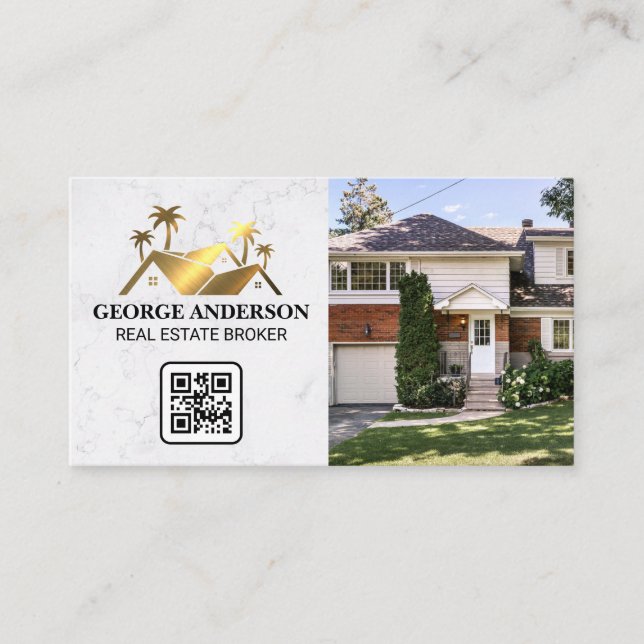 Carte De Visite Logo Gold Realtor | Salon | Code QR (Devant)