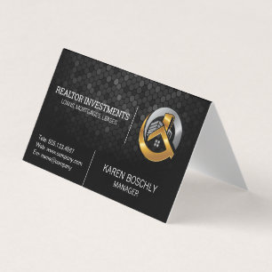 Carte De Visite Logo Gold Silver House et Building