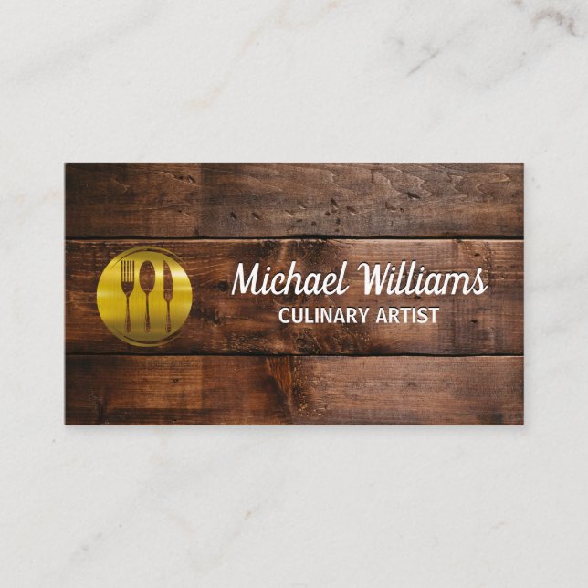 Carte De Visite Logo Gold Silverware | Panneaux en bois (Devant)