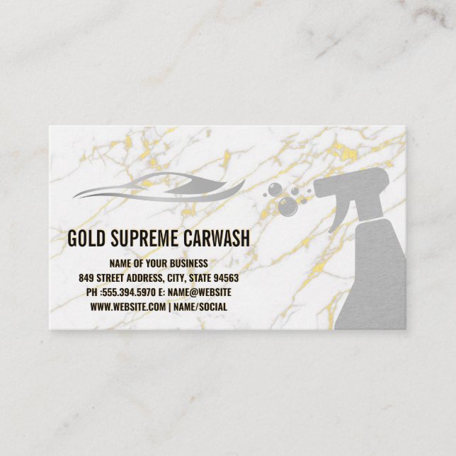 Carte De Visite Logo Gold Spray et Auto Wash | Marbre (Devant)