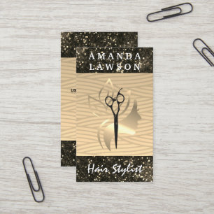 Carte De Visite Logo Golden Beauty   Parties scintillant Glamor