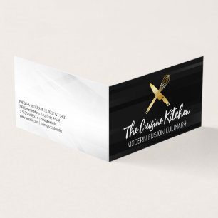 Carte De Visite Logo Golden Chef Knife Whisk