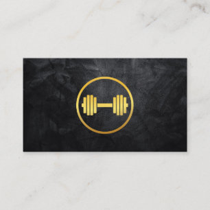 Carte De Visite Logo Golden Dumbbell Weight