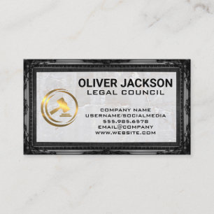 Carte De Visite Logo Golden Gavel Law Cadre classique Pierre