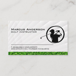 Carte De Visite Logo Golfer Swinging   Herbe