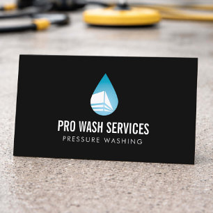 Carte De Visite Logo Goutte d'Eau de Nettoyage à Haute Pression No
