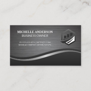Carte De Visite Logo Graphique d'entreprise   Vague métallique