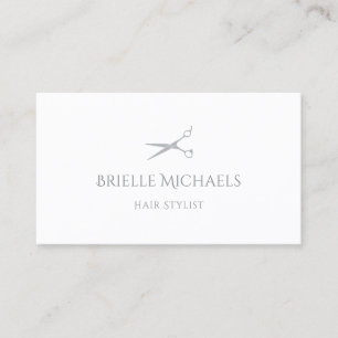 Carte De Visite Logo gris simple de ciseaux de coiffeur chic