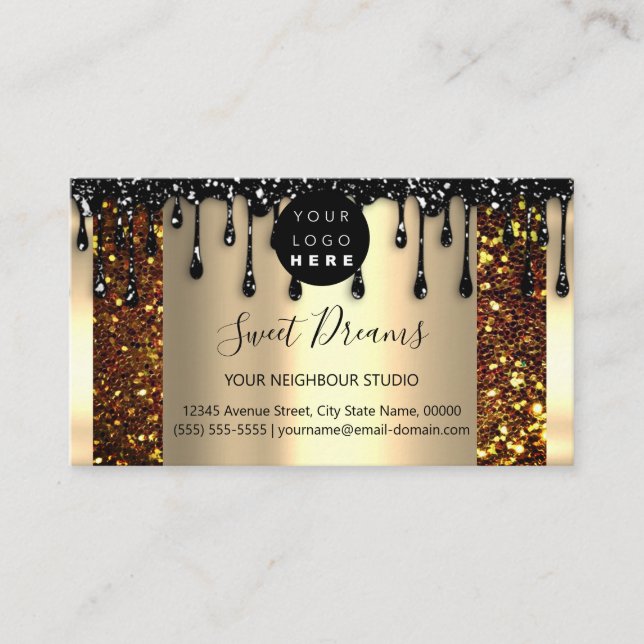 Carte De Visite Logo Hair maquillage clous SPA de goutte QRCode Go (Devant)