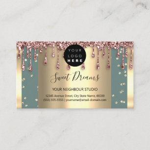 Carte De Visite Logo Hair maquillage clous SPA QR Code Drip Mint