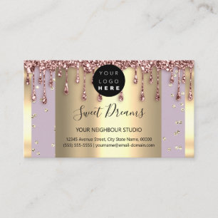 Carte De Visite Logo Hair maquillage clous SPA QR Code violet