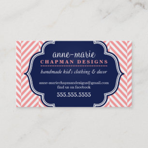 Carte De Visite LOGO herringbone moderne motif coral badge marine