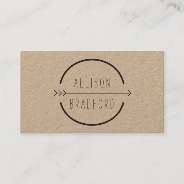 Carte De Visite Logo Hip and Rustic Arrow sur Kraft (Devant)