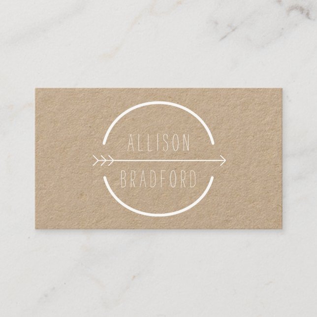 Carte De Visite Logo Hip and Rustic Arrow sur Kraft II (Devant)