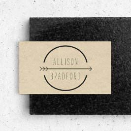 Carte De Visite Logo Hip and Rustic Arrow sur Tan Carton Look