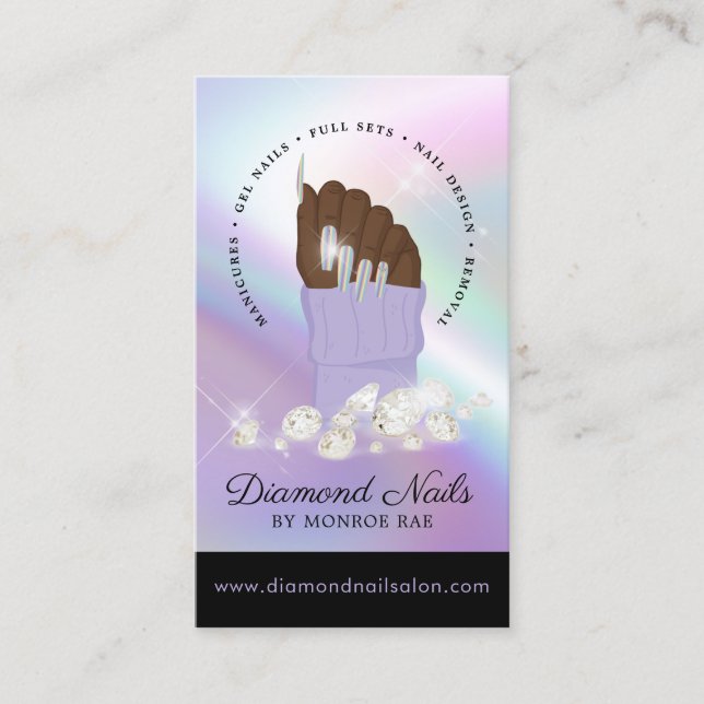 Carte De Visite Logo Holographique Nail Tech Nail Salon tendance m (Devant)