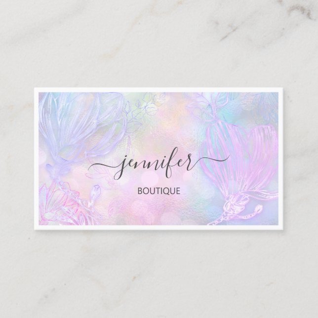 Carte De Visite Logo Holographique personnalisé du code QR encadré (Devant)