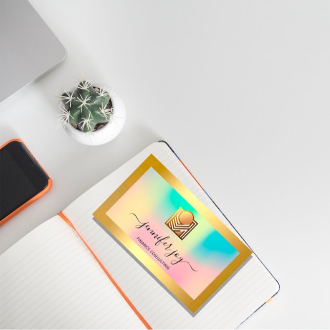 Carte De Visite Logo Holographique QR de Finance Consulting Broker (Finance Consulting Broker Gold Holographic QR Logo Business Card)