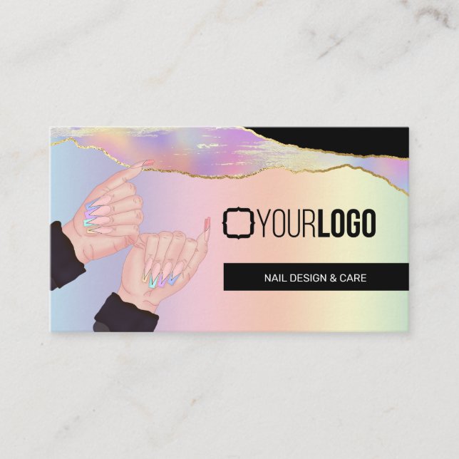 Carte De Visite Logo Holographique Rainbow sur technologie/salon à (Devant)