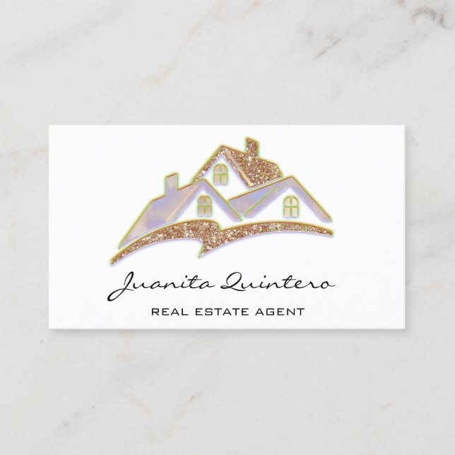 Carte De Visite Logo House Real Estate Agent Professional QRCode (Devant)