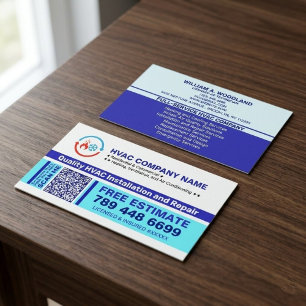 Carte De Visite Logo HVAC & Code QR & Slogans   Installation & Rép