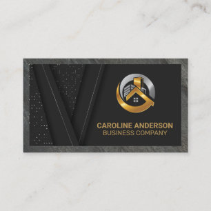 Carte De Visite Logo immobilier Black Gold Arrière - plan Busine