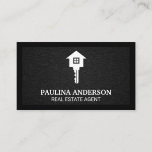 Carte De Visite Logo immobilier   Clé et domicile   Texture noire