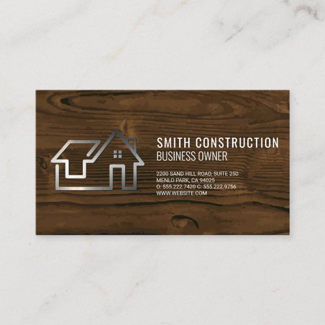 Carte De Visite Logo immobilier élégant | Arrière - plan du grain  (Devant)