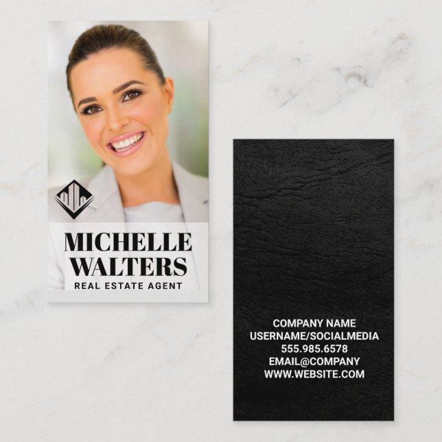 Carte De Visite Logo immobilier | Image d'entreprise personnalisée (Devant / Derrière)