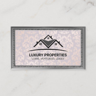 Carte De Visite Logo immobilier   Impression Damas   Cadre soigné