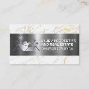 Carte De Visite Logo immobilier   Marbre métallique