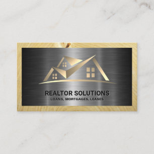 Carte De Visite Logo immobilier   Métallique et bois