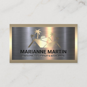 Carte De Visite Logo immobilier Or Argent métallique