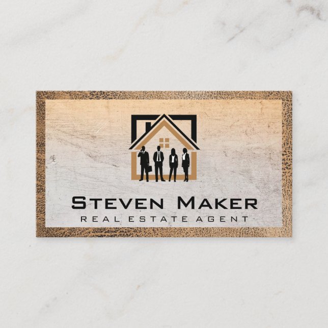 Carte De Visite Logo immobilier | Personnes d'affaires (Devant)
