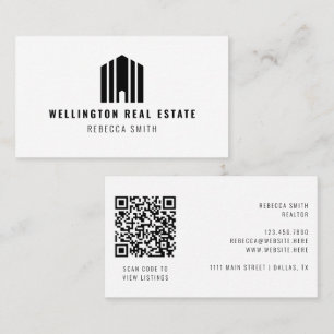 Carte De Visite Logo immobilier QR Code Liste Agent Realtor