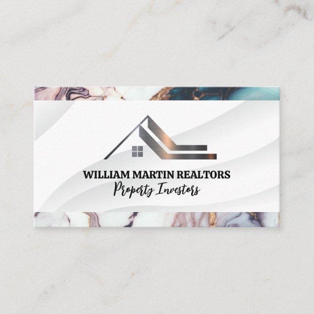 Carte De Visite Logo immobilier | Toit métallique (Devant)
