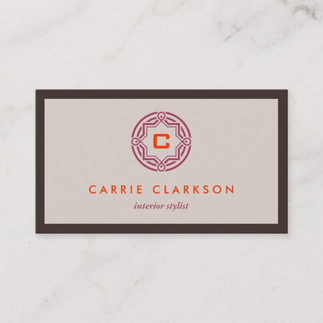 Carte De Visite LOGO INITIAL DÉCORATIF en PALETTE TAN (Devant)