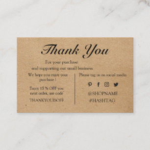 Carte De Visite Logo Kraft papier personnalisé merci avec les étoi