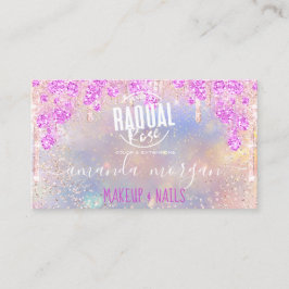 Carte De Visite Logo Lash Holographe rose clous maquillage cheveux