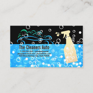 Carte De Visite Logo Lavage Auto Bulles de Savon Bleu