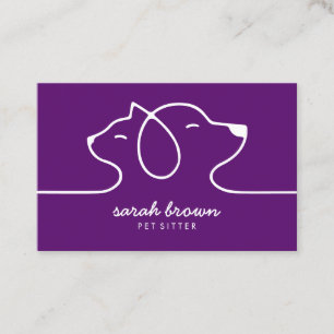 Carte De Visite Logo Ligne Violette Chat Chien Animal de compagnie
