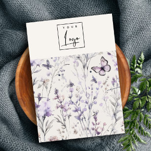 Carte De Visite Logo Lilac Purple Floral Doux Porte-Collier