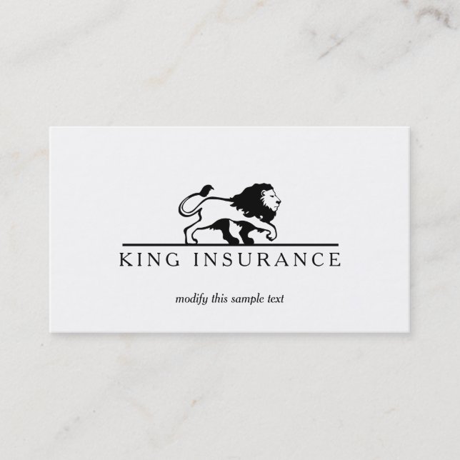 Carte De Visite Logo Lion classique professionnel noir et blanc (Devant)
