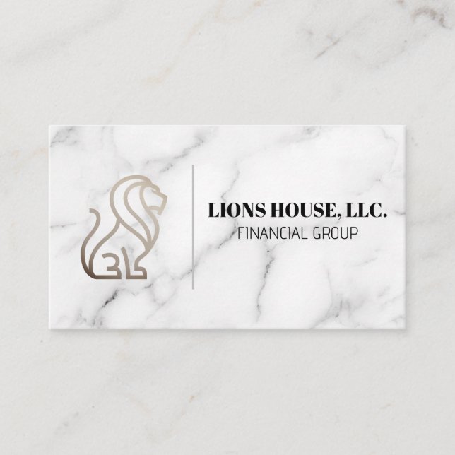 Carte De Visite Logo Lion | MARBRE BLANC (Devant)