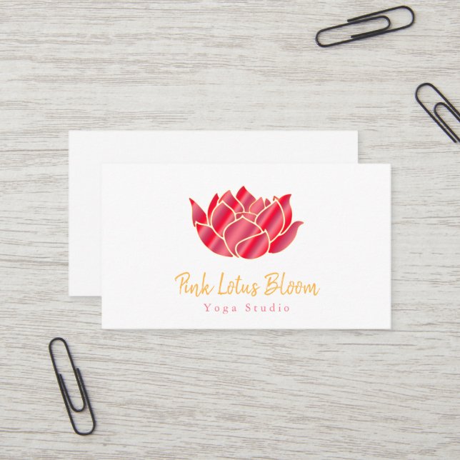 Carte De Visite Logo Lotus Professionnel Personnalisé Yoga Studio (Devant/Arrière en situation)